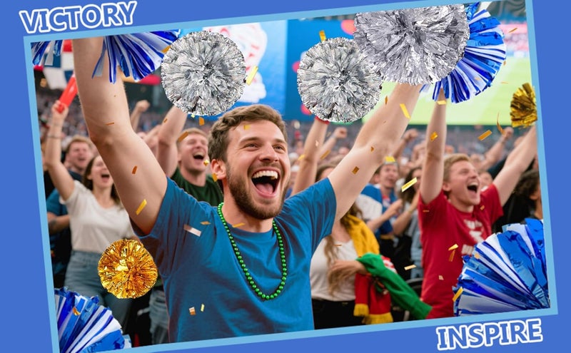 Hlonon 2 Pcs Cheerleading Pom Poms and Large Cheerleader Sports Dance Cheer Plastic Pom Poms Cheering for Sports Team Spirit Cheer - Image 4